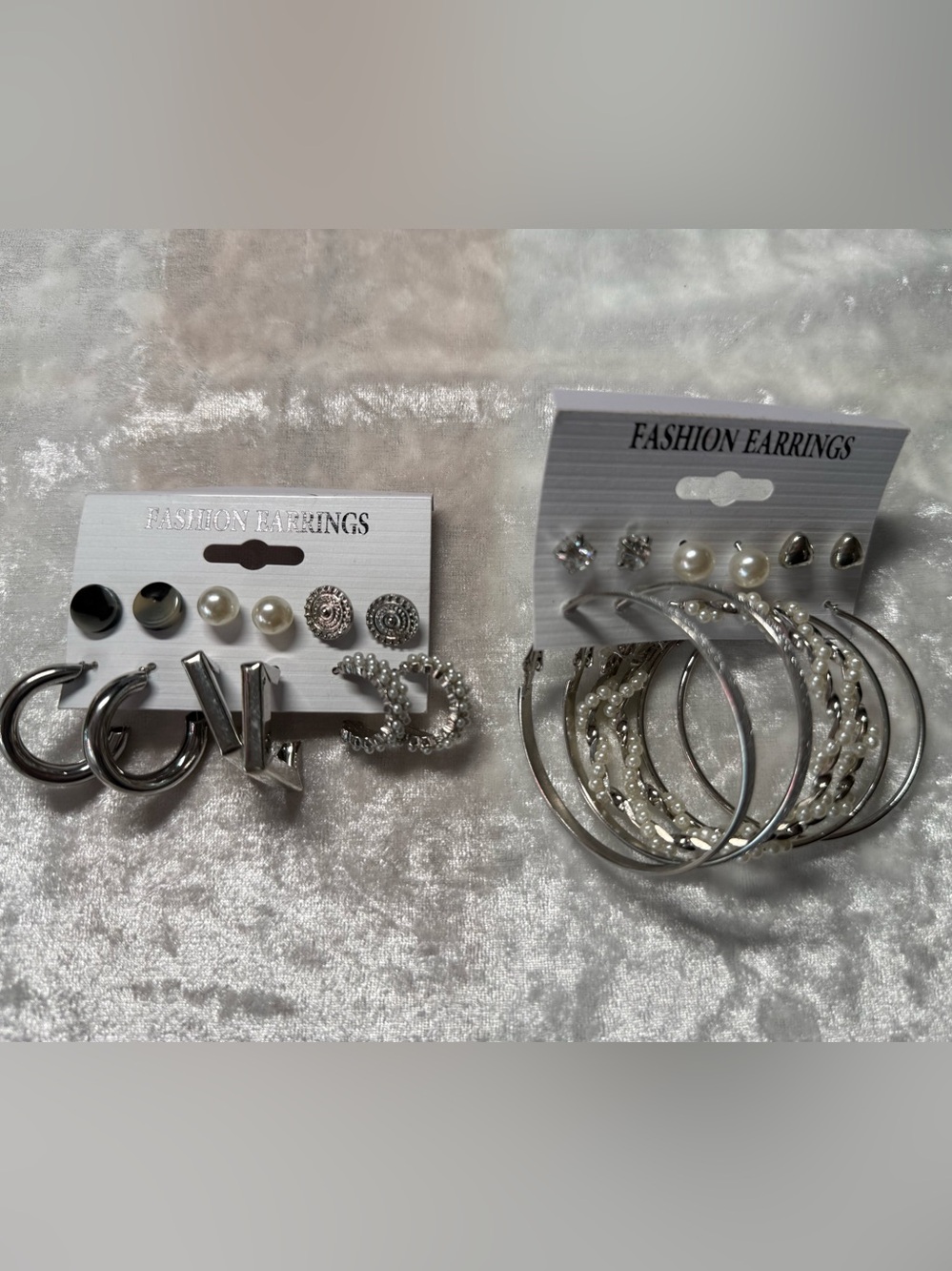 12 Pair Fashion Earrings Silver and Pearl Multi-Pair Earring Set NWT